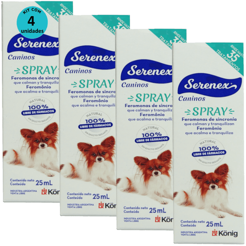 Serenex Spray 25ml Para Cães Kit Com 4 unidades